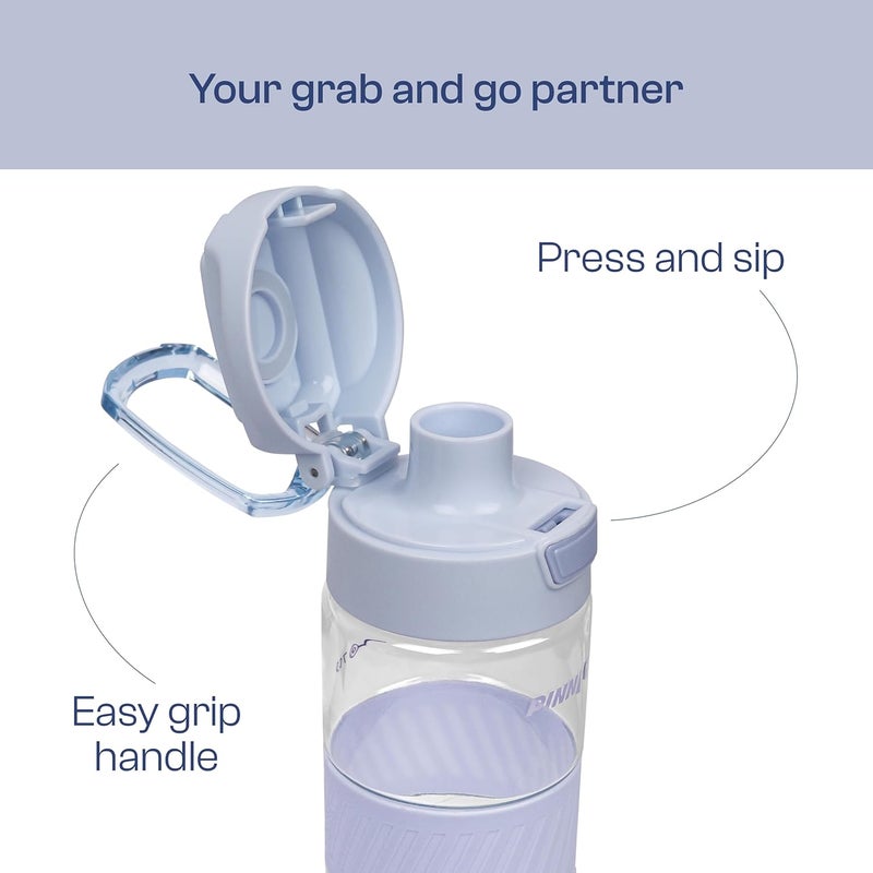 Pinnacle Pulse Hydration Bottle (850ML, Lavender) | Motivational Water Bottle with One Hand Operation, Hydration Tracker & Flip Top Lid | BPA Free - Image 5